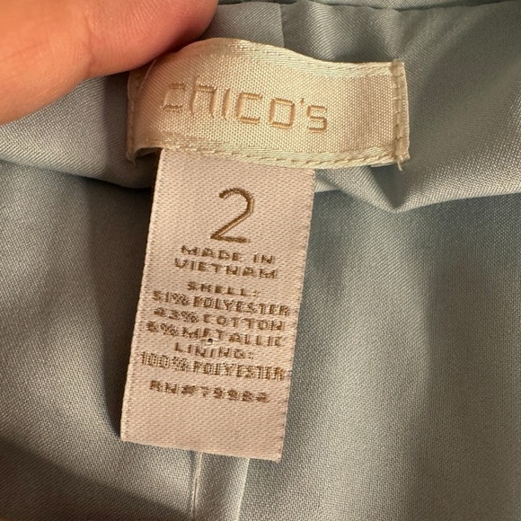 NWT Chico’s Open Smocked Shoshana Solid Beachglass blazer jacket womens 2 US L - Picture 6 of 10